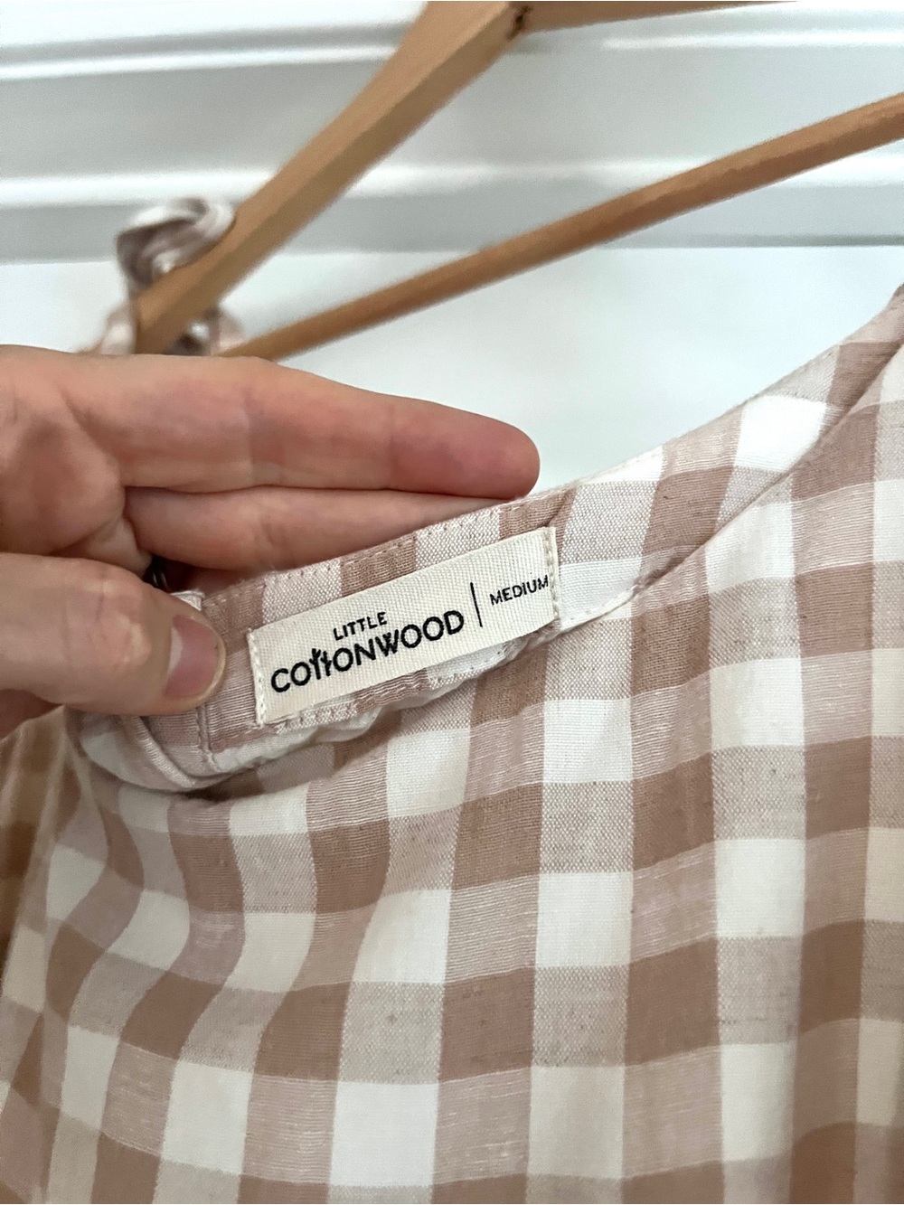 Little Cottonwood Women’s Magnolia Midi Dress in Tan Gingham - Picture 4 of 4